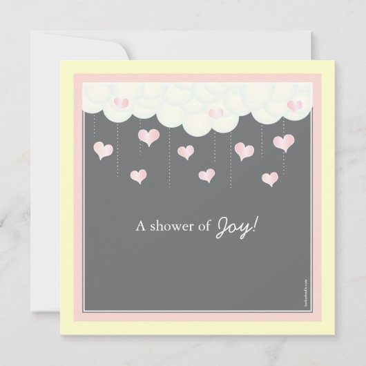 Baby shower van wolken en hart voor meisjesuitnodi kaart (Voorkant)