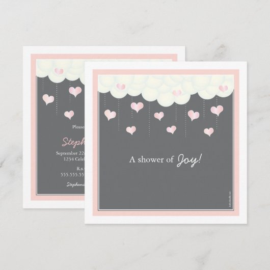 Baby shower van wolken en kunsten voor meisjesuitn kaart (Voorkant / Achterkant)