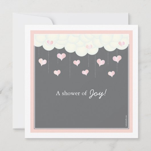 Baby shower van wolken en kunsten voor meisjesuitn kaart (Voorkant)