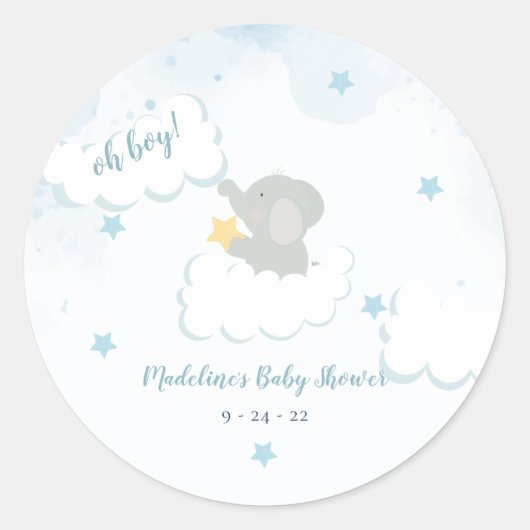 Baby shower van wolkenkrabber ronde sticker (Voorkant)