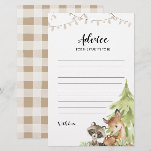 Baby shower van Woodland Advice voor ouders (Voorkant / Achterkant)