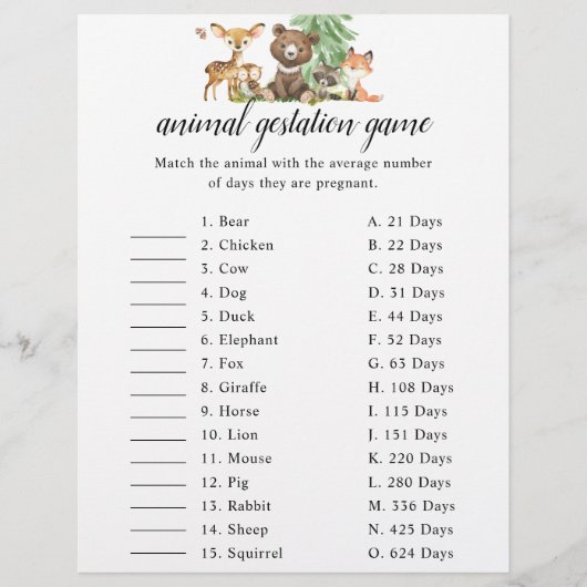 Baby shower van Woodland Animal Gontest Flyer (Voorkant)