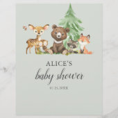 Baby shower van Woodland Animal Gontest Flyer (Achterkant)
