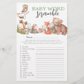 Baby shower van Woodland Animals 'Word Scramble' (Voorkant)