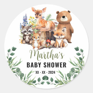 Baby shower van Woodland | Bosdieren Ronde Sticker