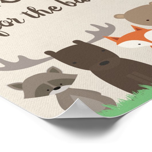 Baby shower van Woodland Wishes for Baby Sign Poster (Hoek)