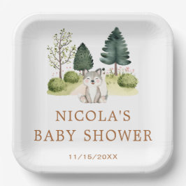 Baby shower van Woodland Wolf Papieren Bordje