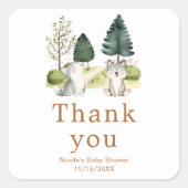 Baby shower van Woodland Wolf Vierkante Sticker (Voorkant)