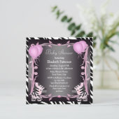 Baby shower van Zebras en Magic Wand Pink Princess Kaart (Staand voorkant)