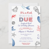 Baby shower van zeebrasem, rood wit en doorblauw kaart (Voorkant)