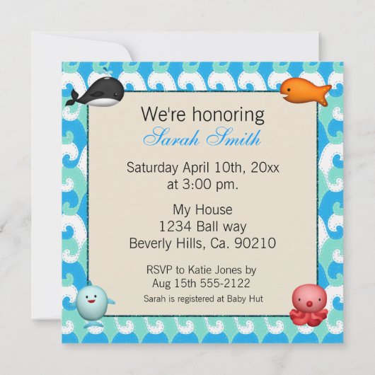 Baby shower van Zeeen Kaart (Achterkant)