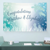 Baby shower van zeeen schildpadden onder het Zee Spandoek (Beurs)