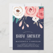Baby shower van zeemacht en koraal kaart (Voorkant)