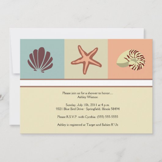 Baby shower van zeeschelpen kaart (Voorkant)