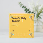Baby shower van zoet geel goud honingbijen kaart (Staand voorkant)