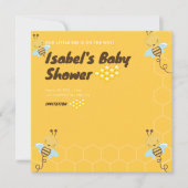 Baby shower van zoet geel goud honingbijen kaart (Voorkant)