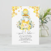 Baby shower van zoet geel goud honingbijen kaart (Staand voorkant)