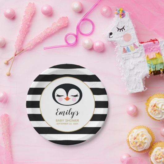 Baby shower van zoet Penguin Face Papieren Bordje (Feest)