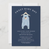 Baby shower van zoete Beer Romper Boys Kaart (Voorkant)