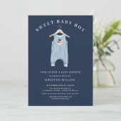 Baby shower van zoete Beer Romper Boys Kaart (Staand voorkant)