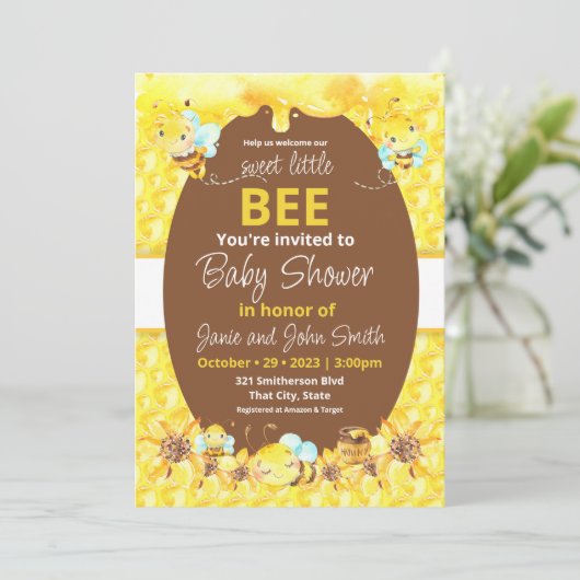 Baby shower van zoete bijen kaart (Staand voorkant)
