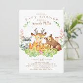 Baby shower van zoete bijtende bosdieren kaart (Staand voorkant)