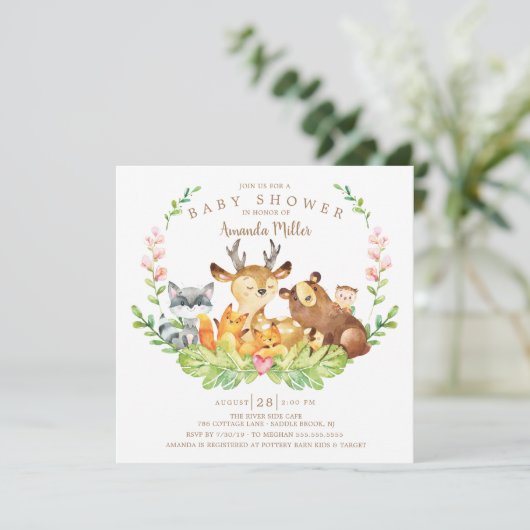 Baby shower van zoete bossen kaart (Staand voorkant)