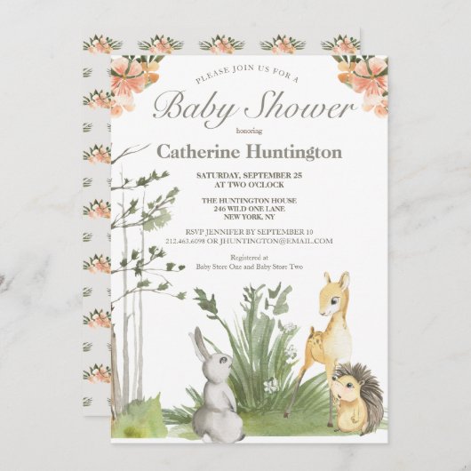 Baby shower van zoete bossen kaart (Voorkant / Achterkant)