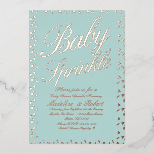 Baby shower van zoete Confetti Folie Uitnodiging (Voorkant)
