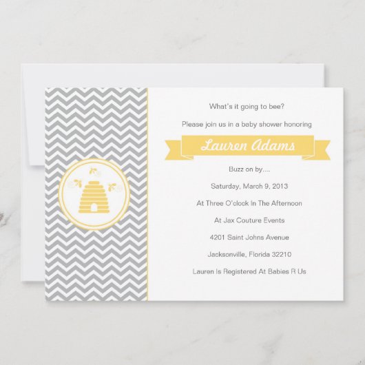 Baby shower van zoete honing kaart (Voorkant)