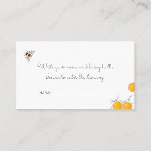 Baby shower van zoete honingbijen, luierraffle Kaa Informatiekaartje (Achterkant)