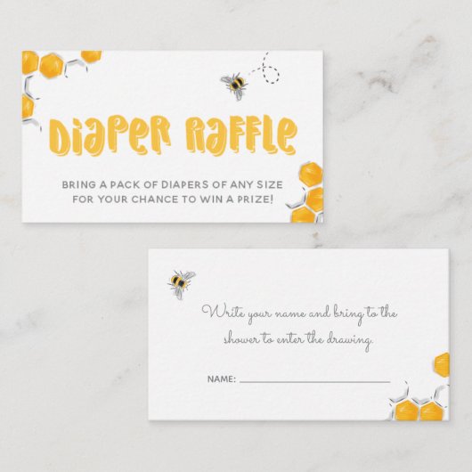 Baby shower van zoete honingbijen, luierraffle Kaa Informatiekaartje (Voorkant / Achterkant)
