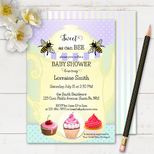 Baby shower van zoete honingbijen Tea Cupcake Kaart