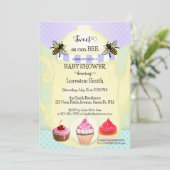 Baby shower van zoete honingbijen Tea Cupcake Kaart (Staand voorkant)