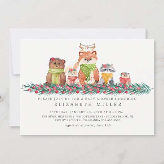 Baby shower van zoete kerst Woodland Kaart (Voorkant)