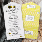 Baby shower van zoete kleine honingbijen all in one uitnodiging