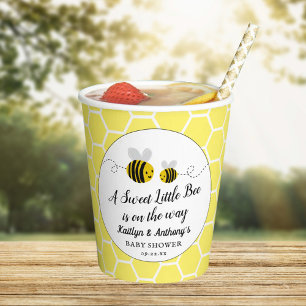 Baby shower van zoete kleine honingbijen papieren bekers