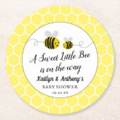 Baby shower van zoete kleine honingbijen ronde kartonnen onderzetter (Voorkant)