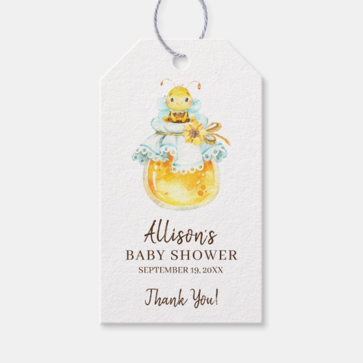 Baby shower van zoete kleine honingbijen voor vetr cadeaulabel (Voorkant)