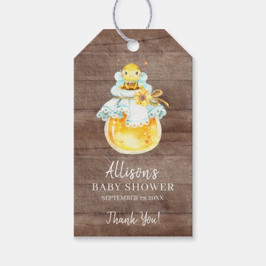 Baby shower van zoete kleine honingbijen voor vetr cadeaulabel (Voorkant)