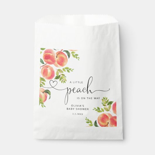 Baby shower van zoete kleine perziken bedankzakje (Voorkant)