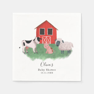 Baby shower van zoete landbouwhuisdieren servet