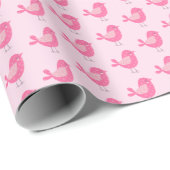 Baby shower van zoete roze vogels cadeaupapier (Rol Hoek)