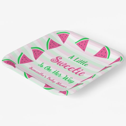 Baby shower van zoete watermeloenen papieren bordje (Gebogen)
