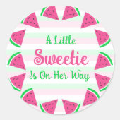 Baby shower van zoete watermeloenen ronde sticker (Voorkant)