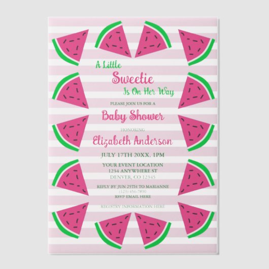 Baby shower van zoete watermeloenen vellum uitnodigingen (Voorkant)