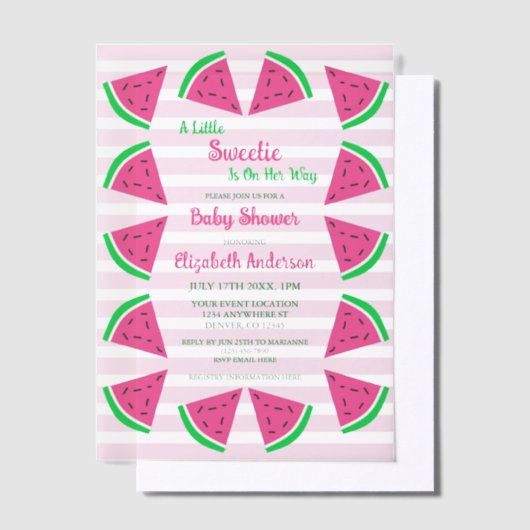 Baby shower van zoete watermeloenen vellum uitnodigingen (Offset)