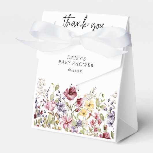Baby shower van zoete wilde bloemen bedankdoosjes (Voorkant Zijde)
