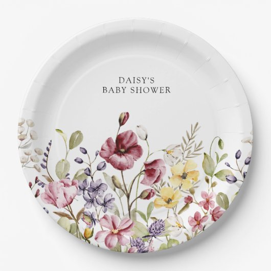 Baby shower van zoete wilde bloemen papieren bordje (Voorkant)