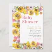 Baby shower van zomergeel en roze Floral Kaart (Voorkant)